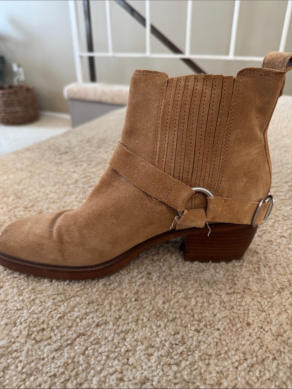 Sam Edelman Tan Suede Ankle Harness Booties - Picture 4 of 7